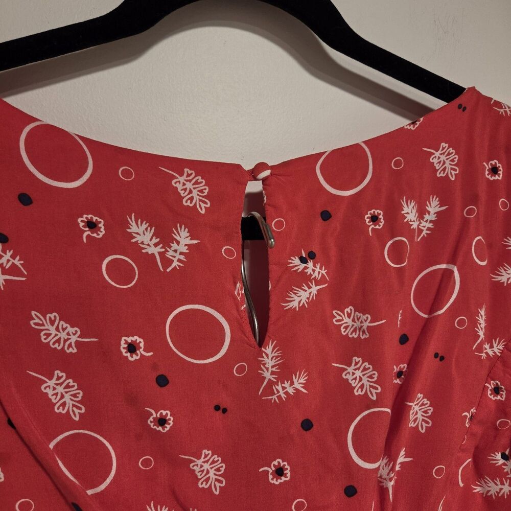 FREE PEOPLE Sz 12 Danni Jane Red Print Two Piece Crop Top & Midi Skirt Set Gypsy - Picture 10 of 13